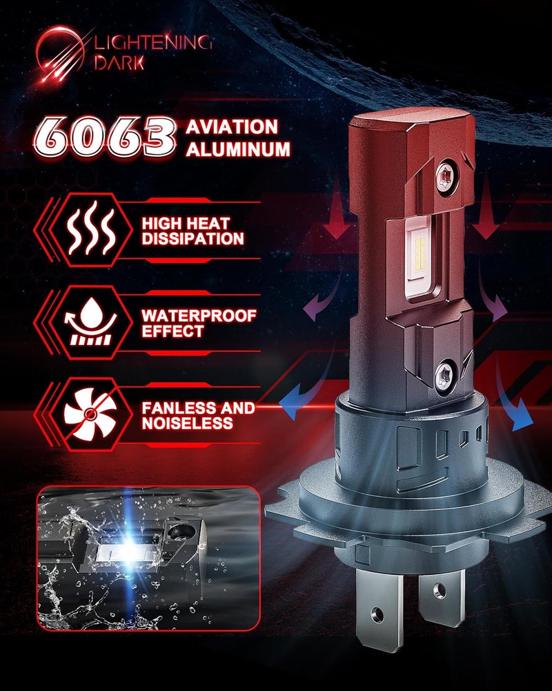 LIGHT & DARK H7 Bulbs, No Adapter Required 400% Brightness 6500K Xenon White Fanless Non-Polarity Plug and Play Fog Bulb (Pack of 2) - Image 4